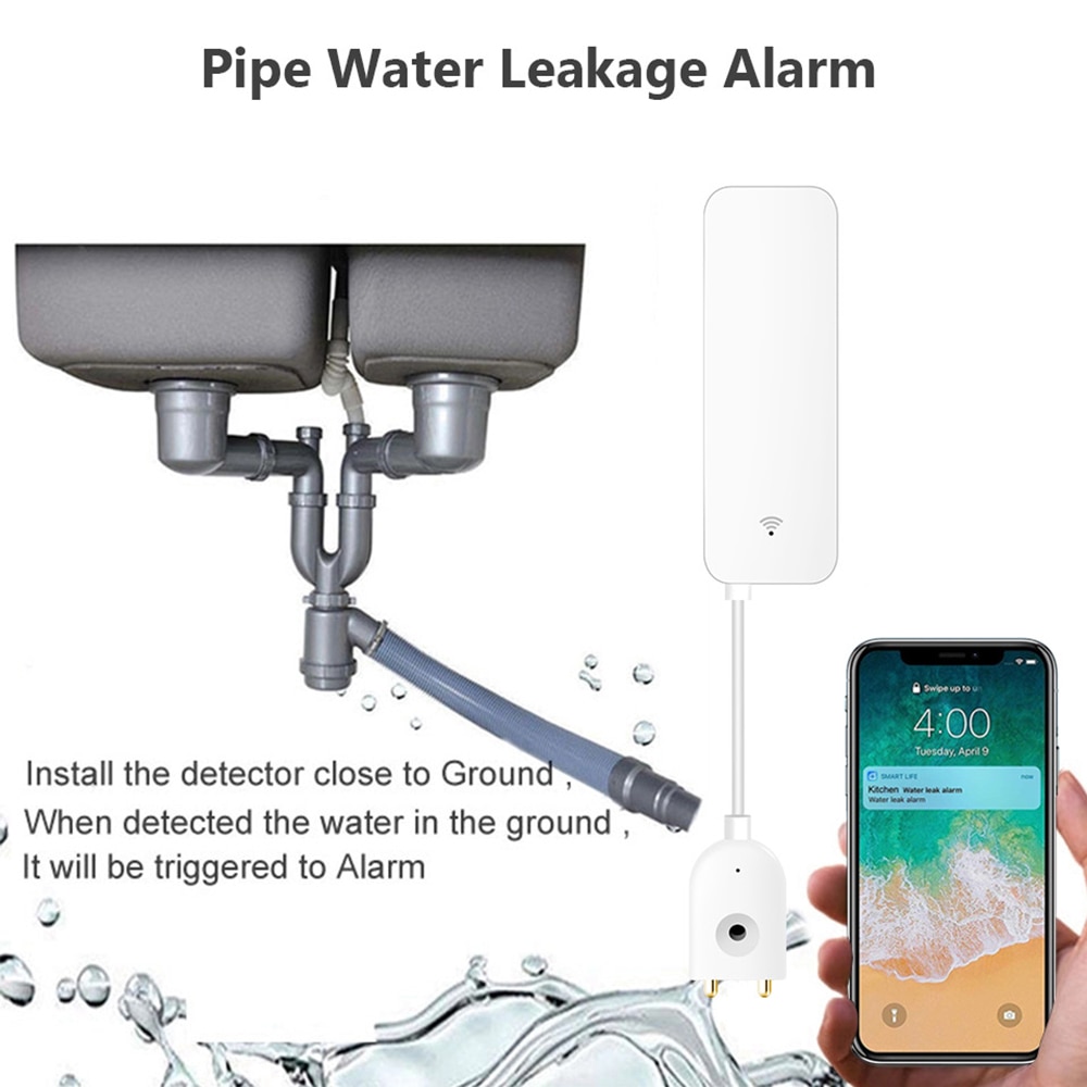 Tuya Home Alarm Water Lekkage Alarm Wifi Lek Sensor Water Overstroming Overloop Detector Alarmsysteem Alert Geen Hub