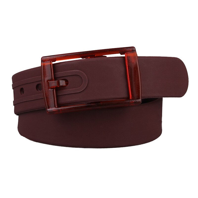 Candy Colors Jelly Rubber Plastic Buckle Belts Adjustable Unisex Women Men Silicone Belt Student Jeans Pants Straps Wristband: Coffee