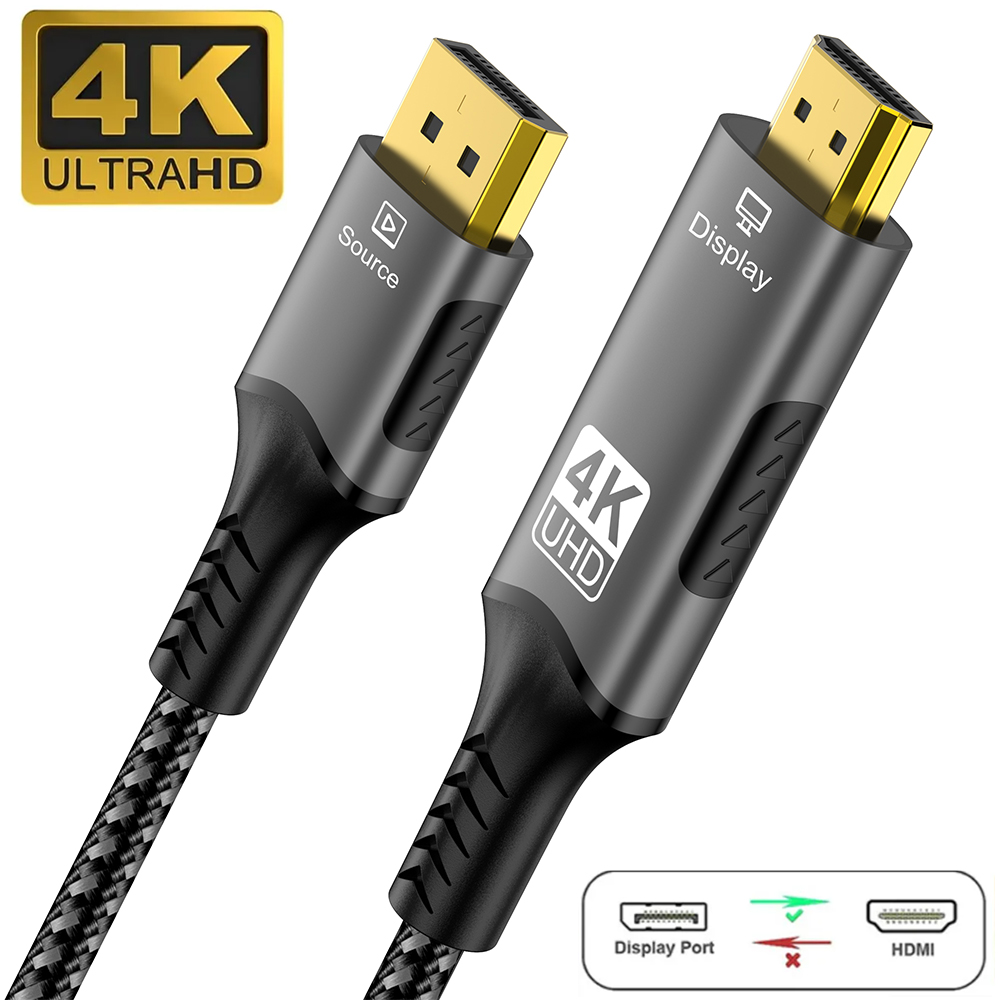 Convertisseur ultra rapide, câble compatible pour ordinateur de bureau, ordinateur portable, PC, TV, moniteur, budgétaire, 8K @ 60Hz, ug 1.4 vers HDMI 2.1, 4K @ 120Hz, 48Gbps: Black / 3M