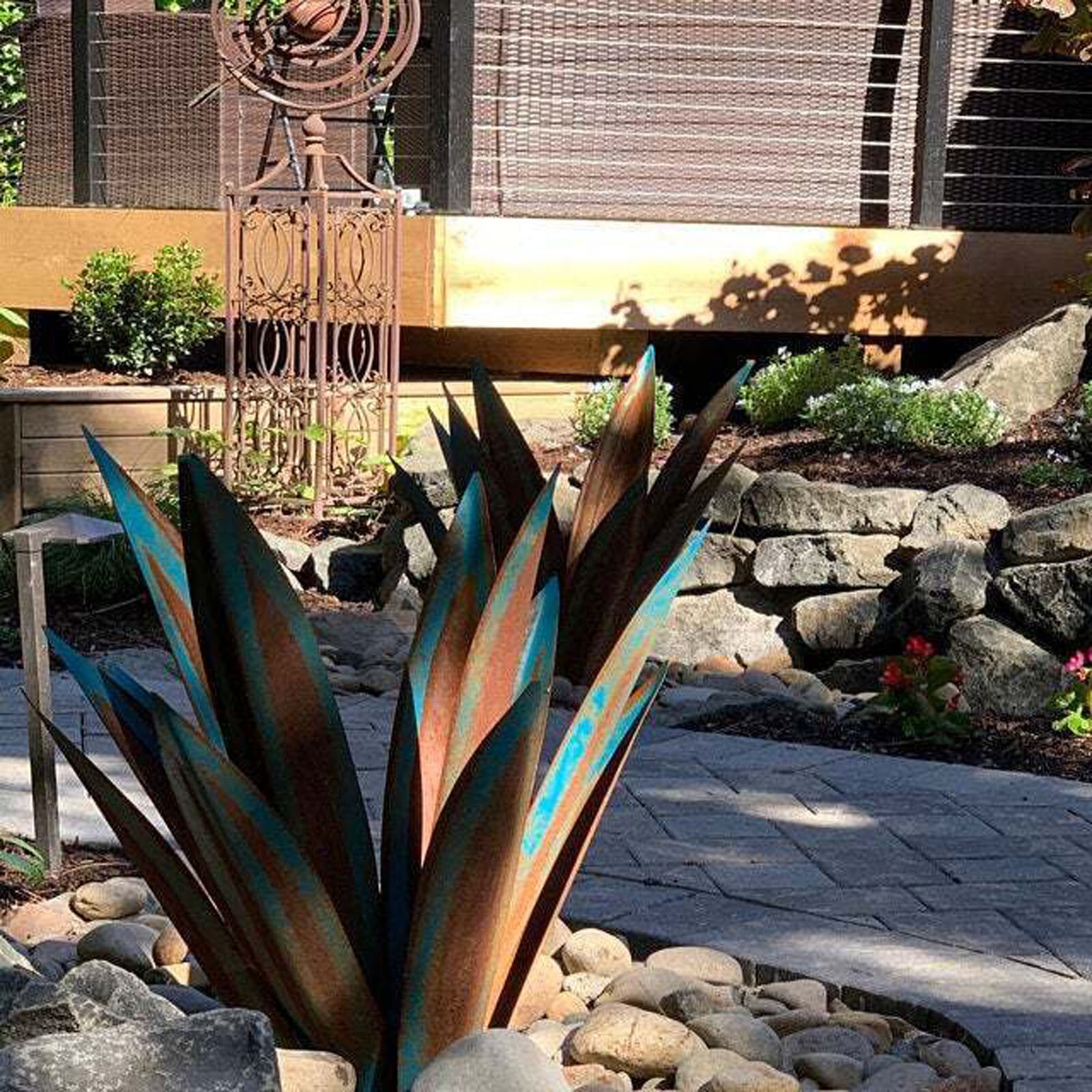 Nouvelle décoration de jardin en métal extérieur, 9 feuilles, Sculpture rustique, Art Tequila