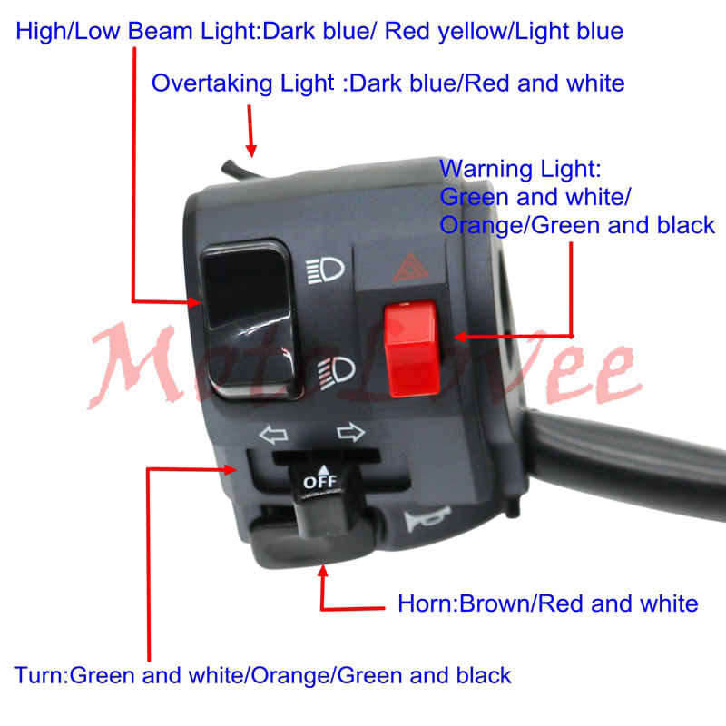 Motolovee 22Mm Motorfiets Switches Motor Claxon Turn Signaal Elektrische Fog Lamp Light Start Stuur Controller Schakelaar