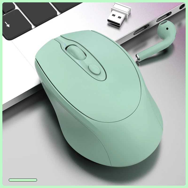 Ergonominen langaton hiiri 2.4g optista ladattavaa bluetooth-yhteensopivaa hiirtä kannettaville tietokoneille chromebookeille kannettaville tietokoneille pelihiiri: Vihreä