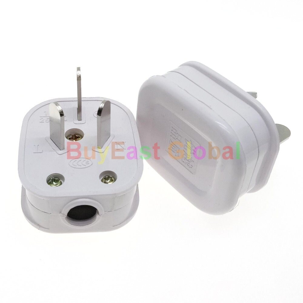 China 16A 3-Flat Pin Male Main Power Plug AC100~250V 16A White