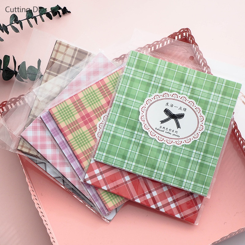 12Sheets Colorful Square Grid Printed Scrapbooking... – Grandado