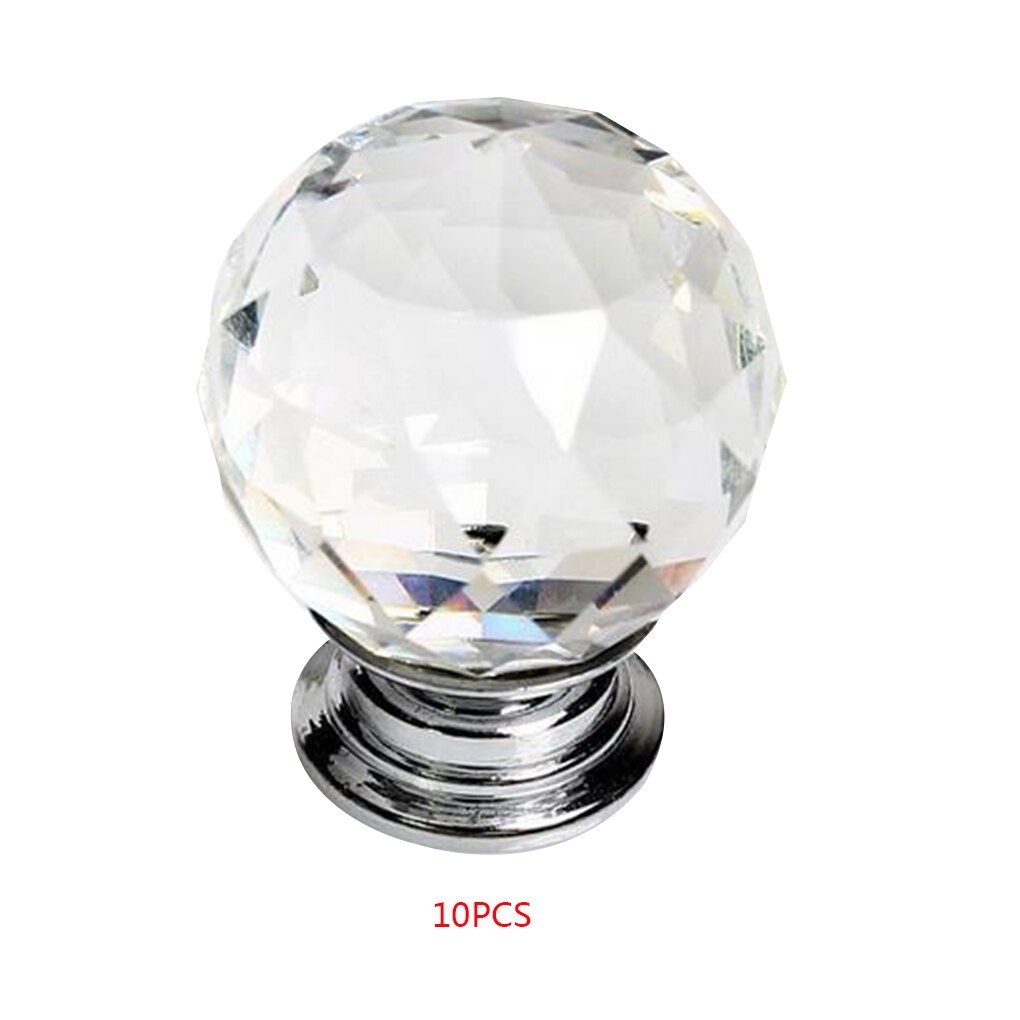 10PCS/Lots 30MM Crystal Glass Ball Handle Handles Single Hole European Cabinet Door Drawer Handle Furniture Hardware Accessories: Default Title