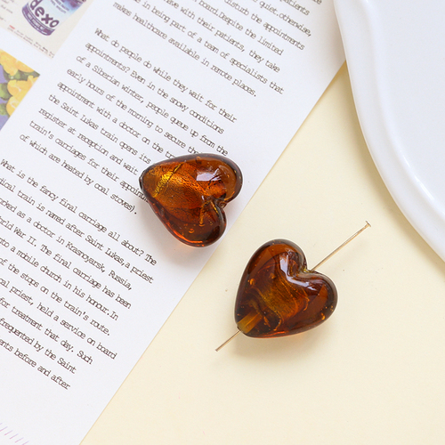 5 stk. 20*20mm retro farvede glasperler med lige hul, hjerteformede perler, gør-det-selv-smykker, halskæde, armbånd, øreringe, tilbehør: Klar