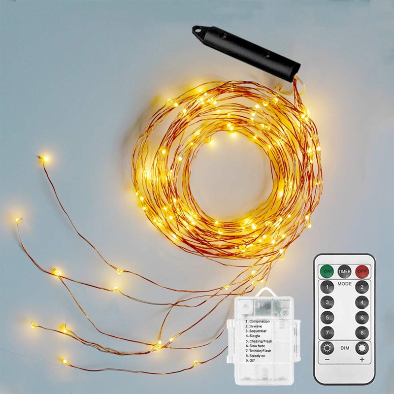 2m 5- tråds batteri led sageslinga lampor dekoration tindrande vattenfall krans för hem diy jullampa