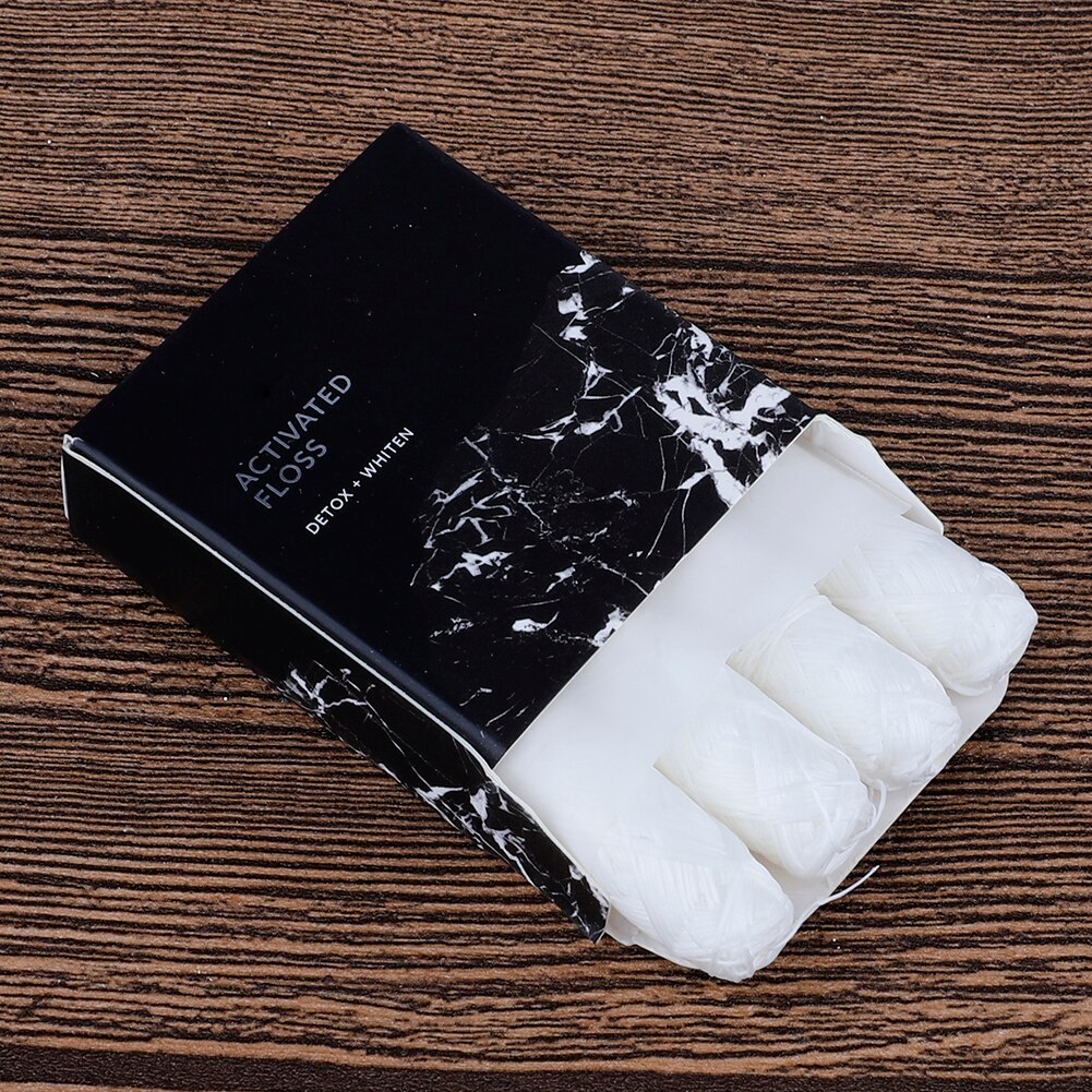Biodegradable Dental Floss Bamboo Charcoal Floss 4 Rolls 120m Natural Silk Spool Eco-Friendly Zero Waste Oral Care