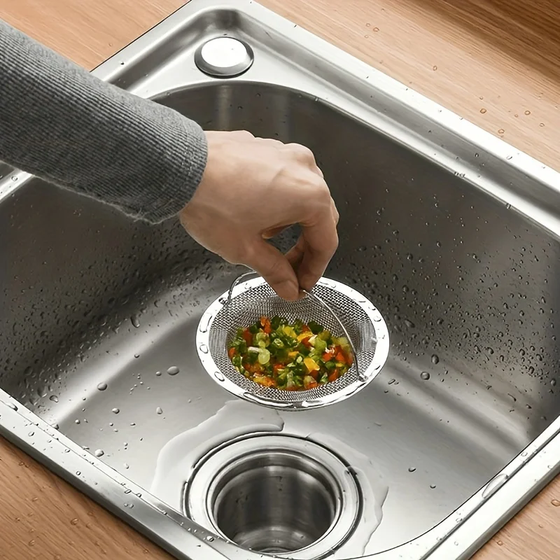 Roestvrijstalen badkuip haarvanger stop, doucheafvoergatfilter met handvat, metalen gootsteenzeefje, afvoerputje voor keuken