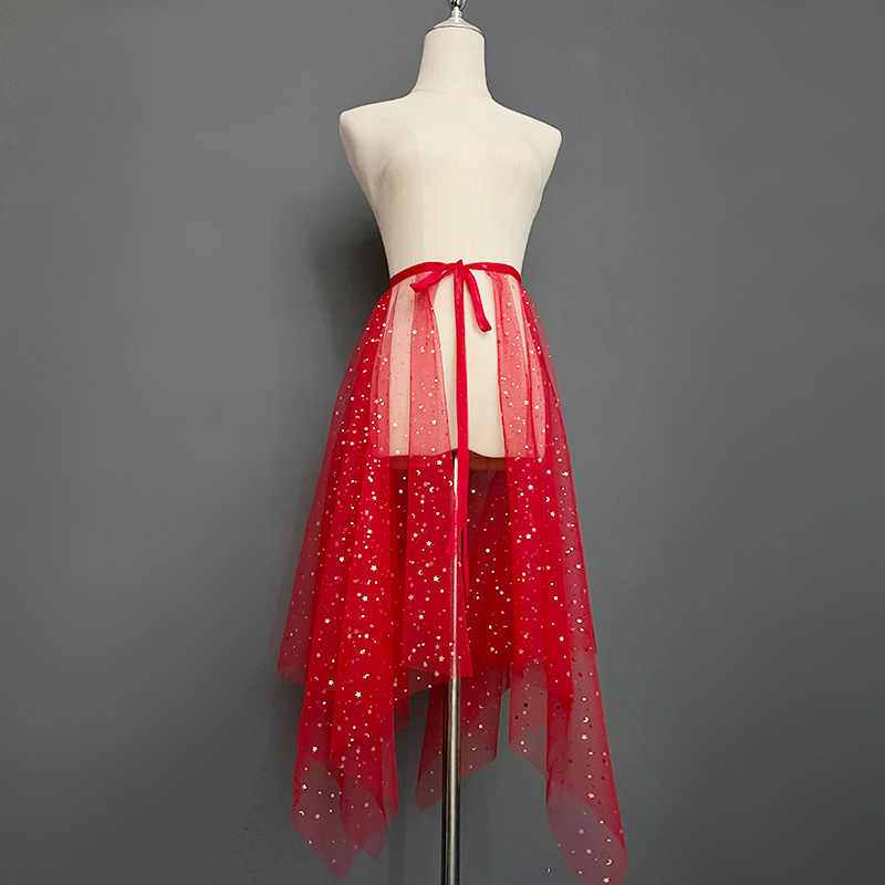Gonna da donna in rete con stelle a rete glitter irregolari Gonna da balletto monopezzo Gonna lunga in tulle a vita alta Spettacolo di danza cosplay: Grigio