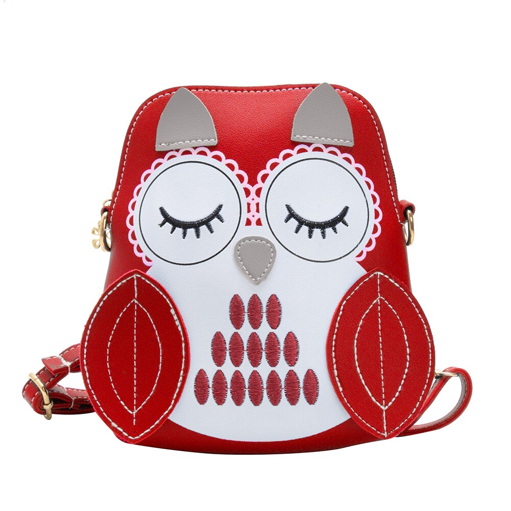 Comfortabele uil dieren messenger bag kinderen meisjes cartoon splicing multifunctionele schouder crossbody tas kinderen schattige handtassen: Rood