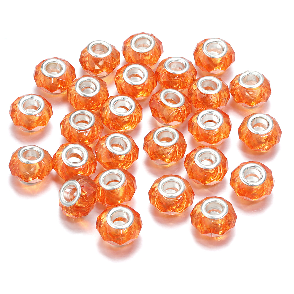 20 stuks/lot 14mm transparante, gefacetteerde harskralen met een groot gat voor het maken van sieraden, tussenkralen voor het maken van armbanden en kettingen: Grijs