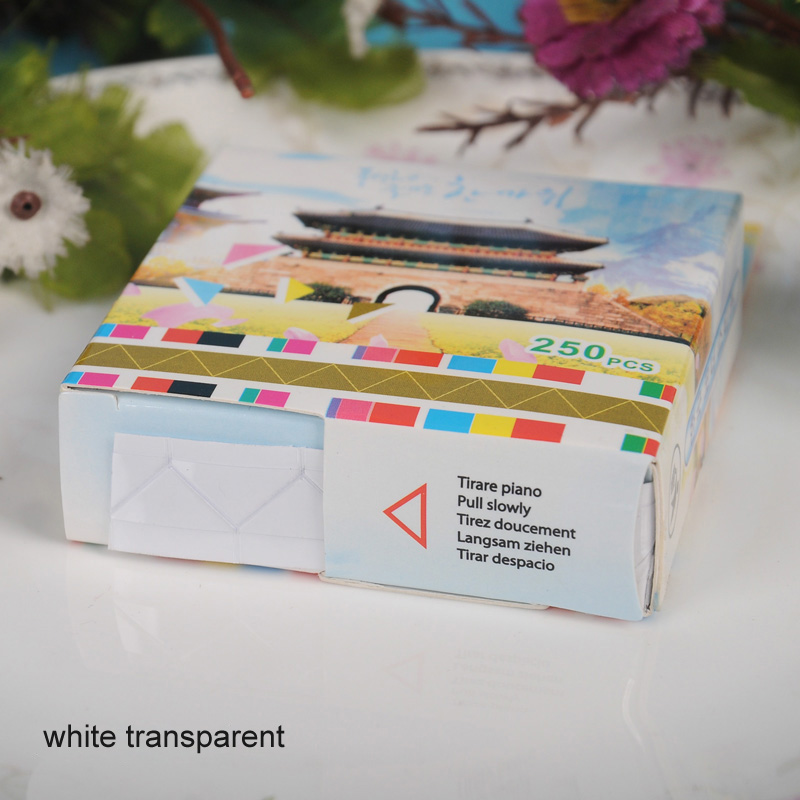 Cadre Photo autocollant auto-adhésif | 250 pièces/boîte, pour album coin Photo, papeterie papier pour bricolage, décoration de maison: white transparent