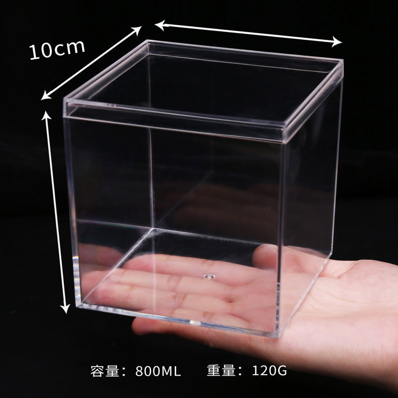 Aquarium Accessories Betta Fish Tank Gold Fish Transparent Food Grade Plastic Tank Isolation Square Box with Lid: M / light green