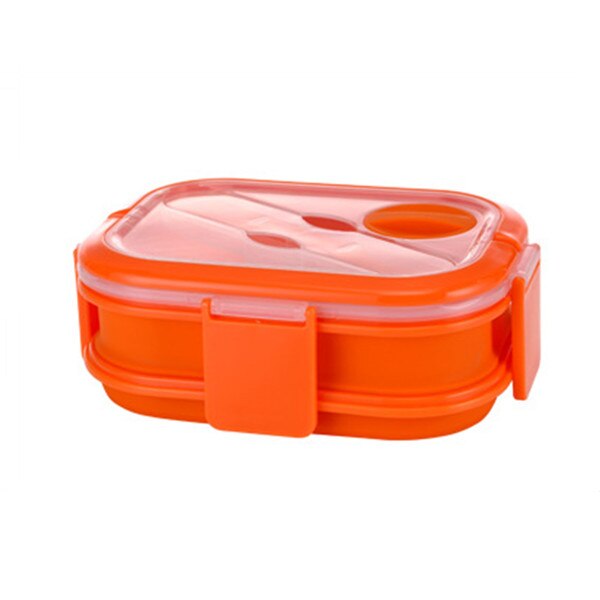 Dubbellaagse siliconen opvouwbare bentobox 1600ml magnetron lunchbox opvouwbare voedselcontainer lunchbox: Oranje