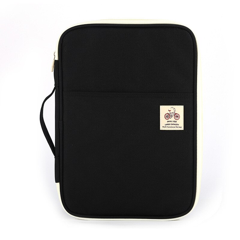 A4 Document maquillage sacs multi-fonctionnel produits de classement Portable étanche sac de rangement pour cahiers stylos mallette d'ordinateur: black