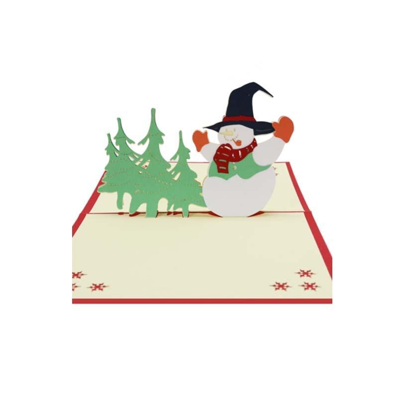 3D Pop Up Kerst Herten Kasteel Sneeuwpop Karton Wenskaart Vrolijk Kerstfeest Party Postkaart Voor Vriend Kids: Snowman