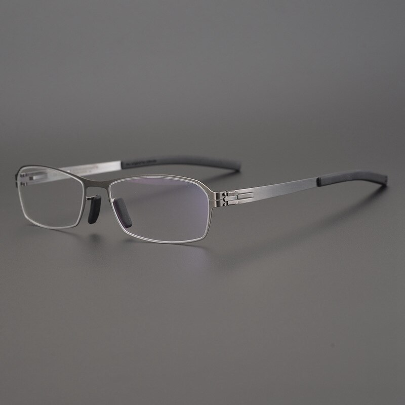 Germany Berlin Screwless Eyewear Ultra Light Titanium Square Retro Glasses Frame Men And Women’s Myopia Prescription Eyeglasses: grey