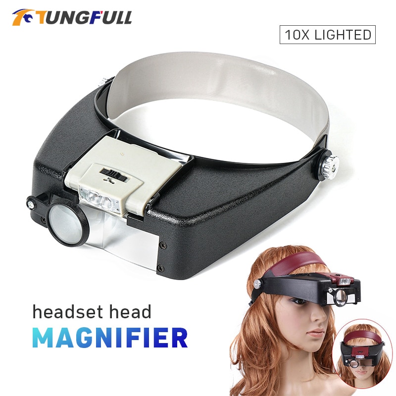 Tungfull-Lunettes à loupe avec lumière LED, style de port, loupe, réparation de lecture