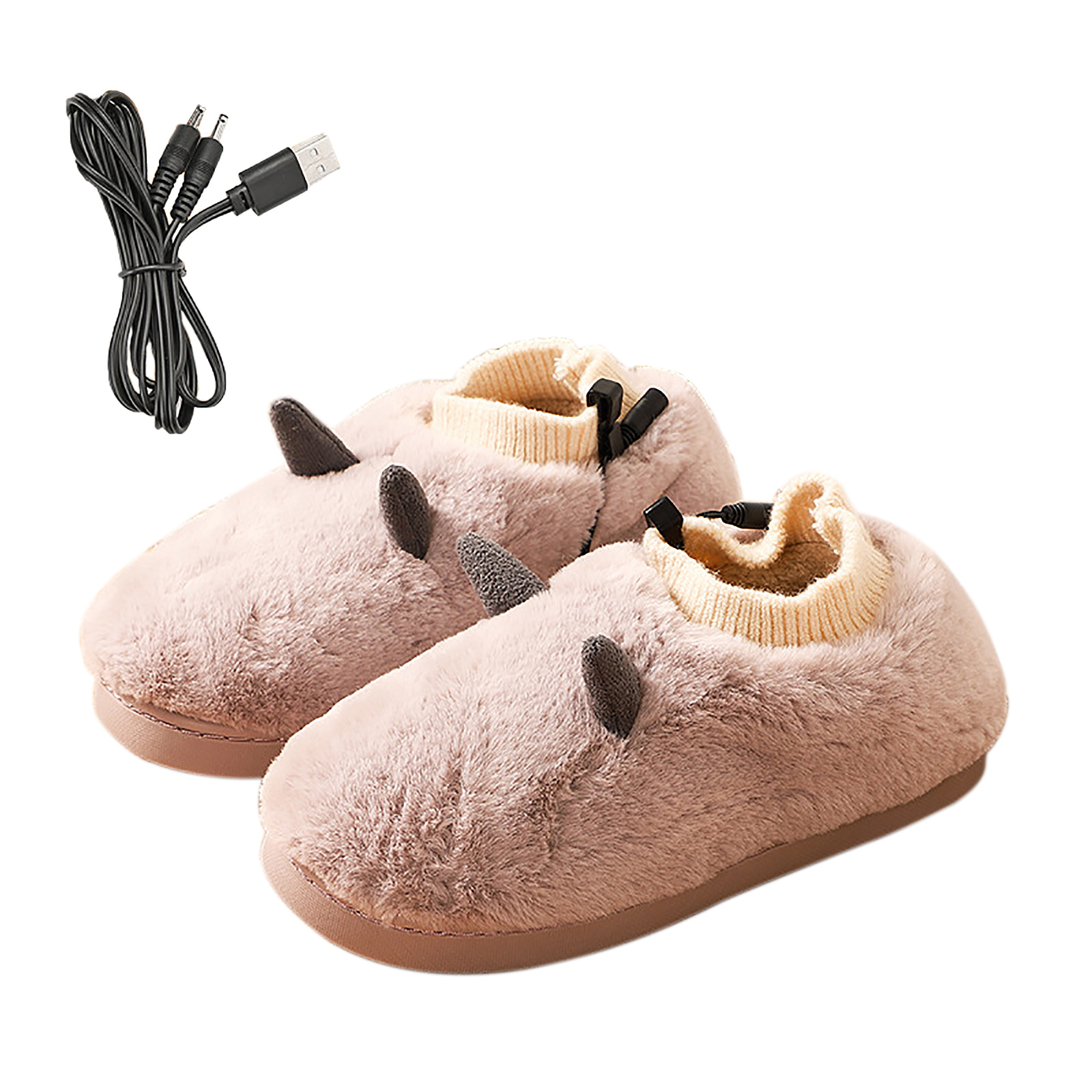 Calentador de pies calentado USB, zapatos de invierno de felpa, zapatillas bonitas extraíbles y lavables: pink  38-39