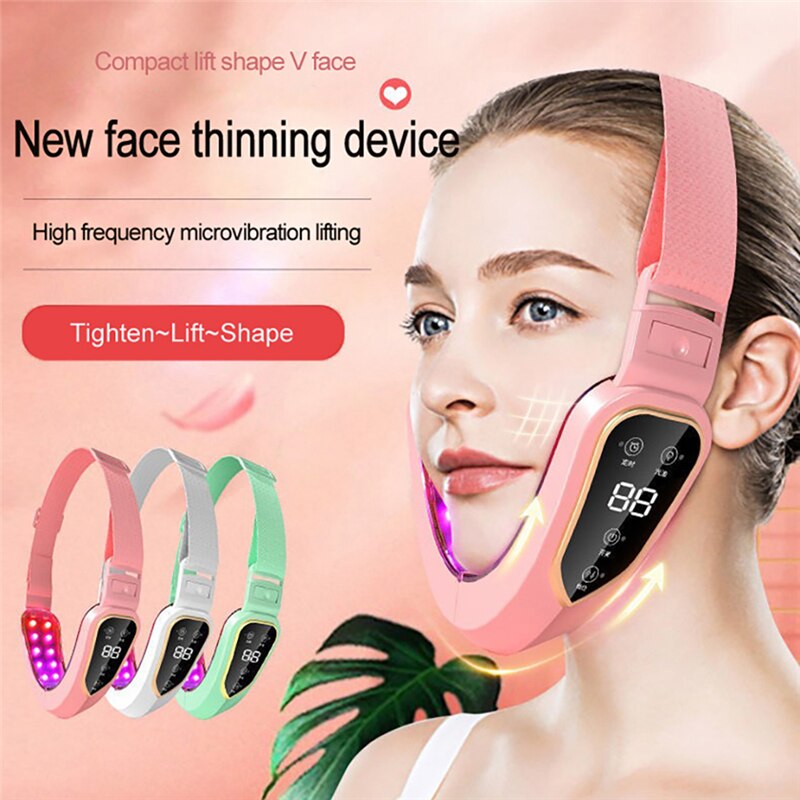 Facial Lifting Apparaat Led Photon Therapie Facial Afslanken Trillingen Stimulator Dubbele Kin V-Vormige Cheek Lift Gezicht