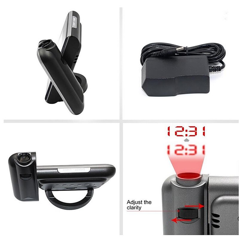 Digital Projection Alarm Clock Weather Station with Temperature Thermometer Hygrometer/Bedside Wake Up Projector Clock