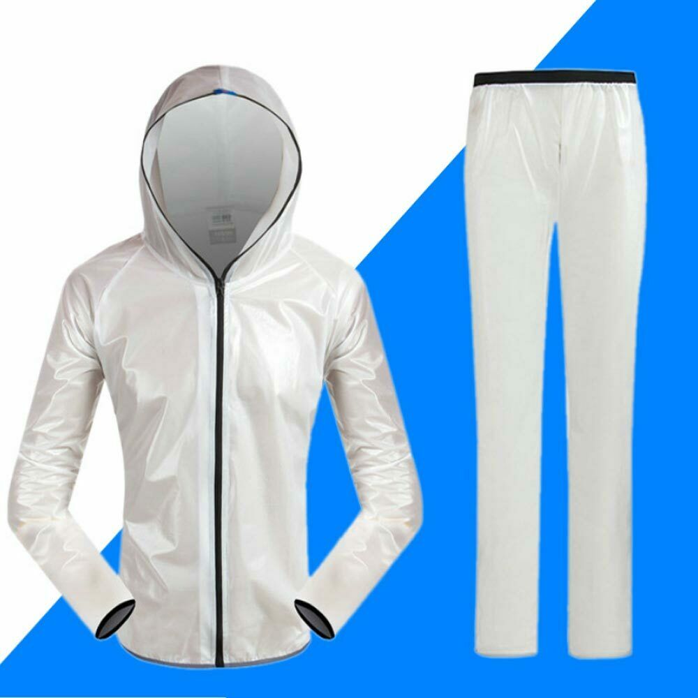 Unisex Sport Regenjas Motorfiets Fietsen Waterdicht Winddicht Regen Pak Regenkleding Ademend Reflecterende: White / XL