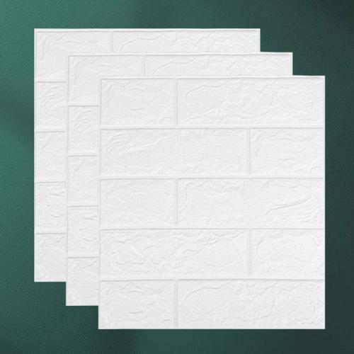 10Pcs 3D Brick Wall Sticker Waterproof Self-Adhesive Easy to Clean XPE 3D Brick Background Wall Sticker DIY Wallpapers: white