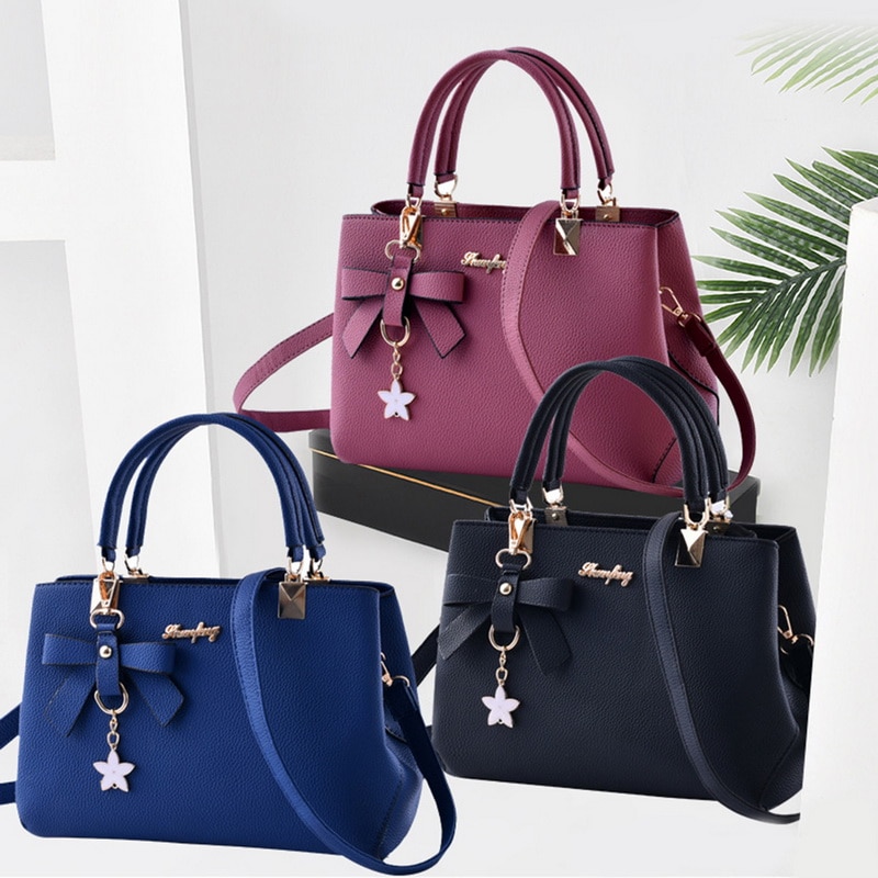 Shujin Mode Schoudertas Vrouwen Luxe Handtassen Vrouwen Zakken Pruim Boog Zoete Messenger Crossbody Tas Voor Vrouwen