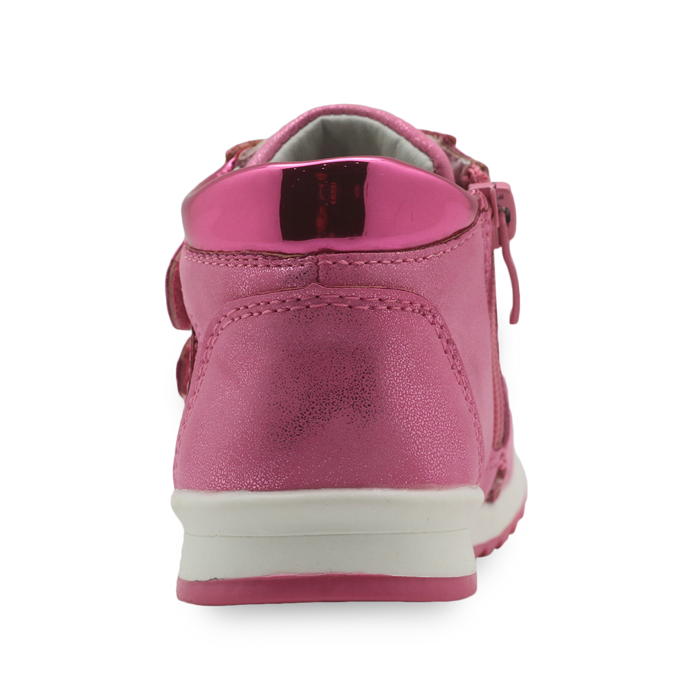 Apakowa pigesko dejlige børn pu læder med hjertelappede børnesko med lynlås skridsikre småbørnspiger sneakers
