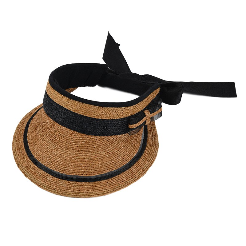 Uspop Raffia Zon Hoeden Zomer Hoeden Natuurlijke Raffia Stro Hoeden Vrouwen Strand Hoeden Zonneklep Caps: CAMEL