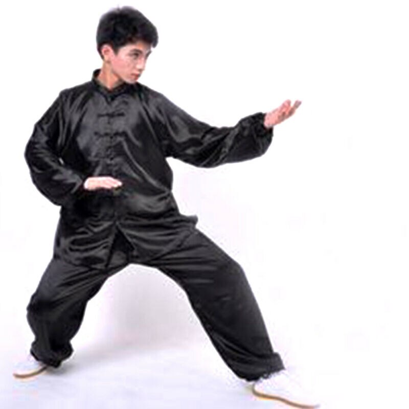 Tai chi præstationstøj unisex kampsport uniform kung fu dragt kostume: Sort / Xxl