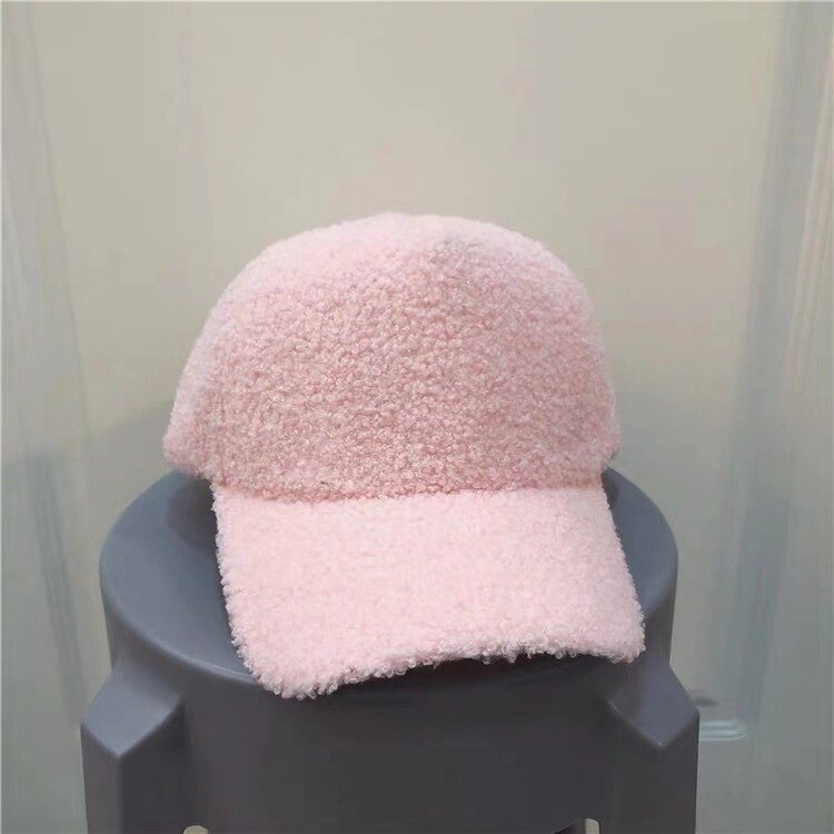 Winter Kappen für Frauen Männer Wolle Baseball Kappe Verdicken Warme Reine Farbe Casquette Hütte Männer Frauen Hüte: Rosa