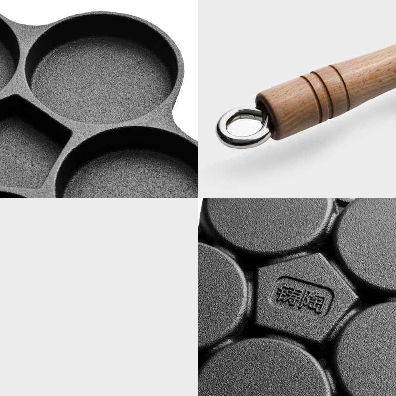 Støbejerns æg dumpling gryde pande bradepande non-stick æg dumpling skimmel form ubelagt æg dumpling artefakt for at lave æg dumpling