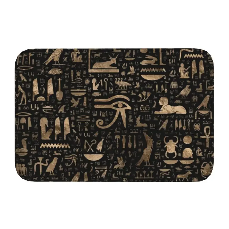 Alte ägyptische Götter und Hieroglyphen Haustür matt rutsch feste saugfähige ethnische Ägypten Fuß matt Wohnzimmer Eingang Teppich Teppich: violett