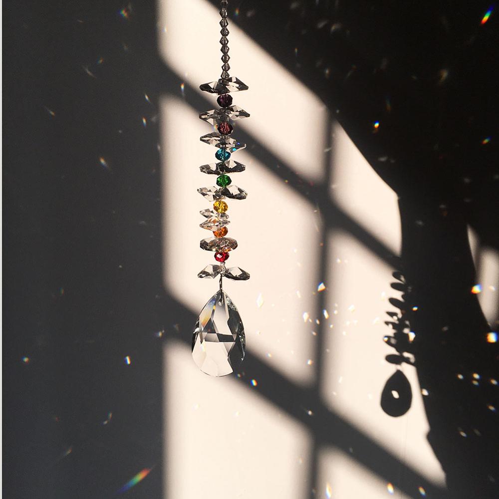 50mm Gorgeous Crystal Prisms Window Hanging Feng Shui Prism Sun Catcher Chakra Rainbow Maker Bedroom,Kitchen Garden Decor