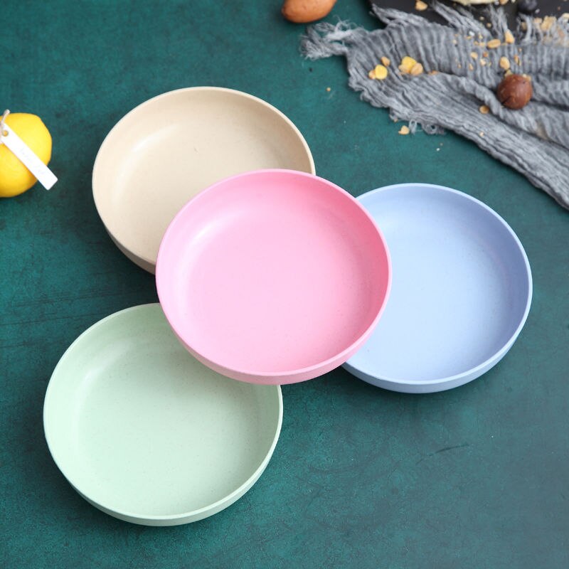 4PCS little plates for home use wheat straw plates for bone spits and side dishes for home use lovely fruit cakes