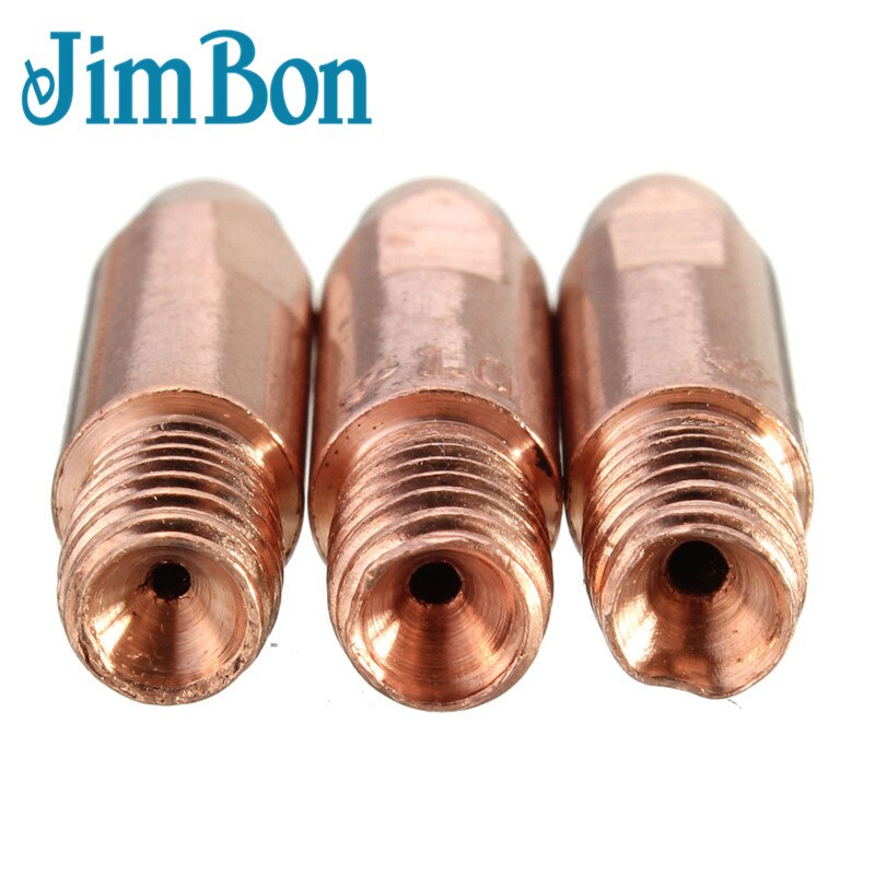 JimBon 10 Pcs MB 24KD M6 MIG/MAG Welding Torch Contact Tip Gas Nozzle Holder 0.8/1.0/1.2mm M6*27mm