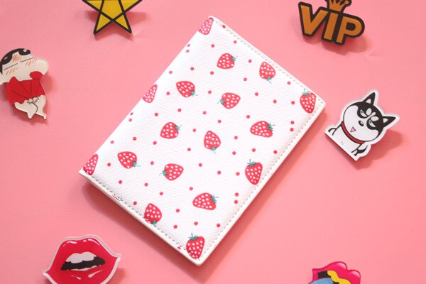 Strawberry Passport Holder,Travel Credit Card Holder Ticket Coin Storagege PU Leather Passport Cover 14*10CM: Default Title