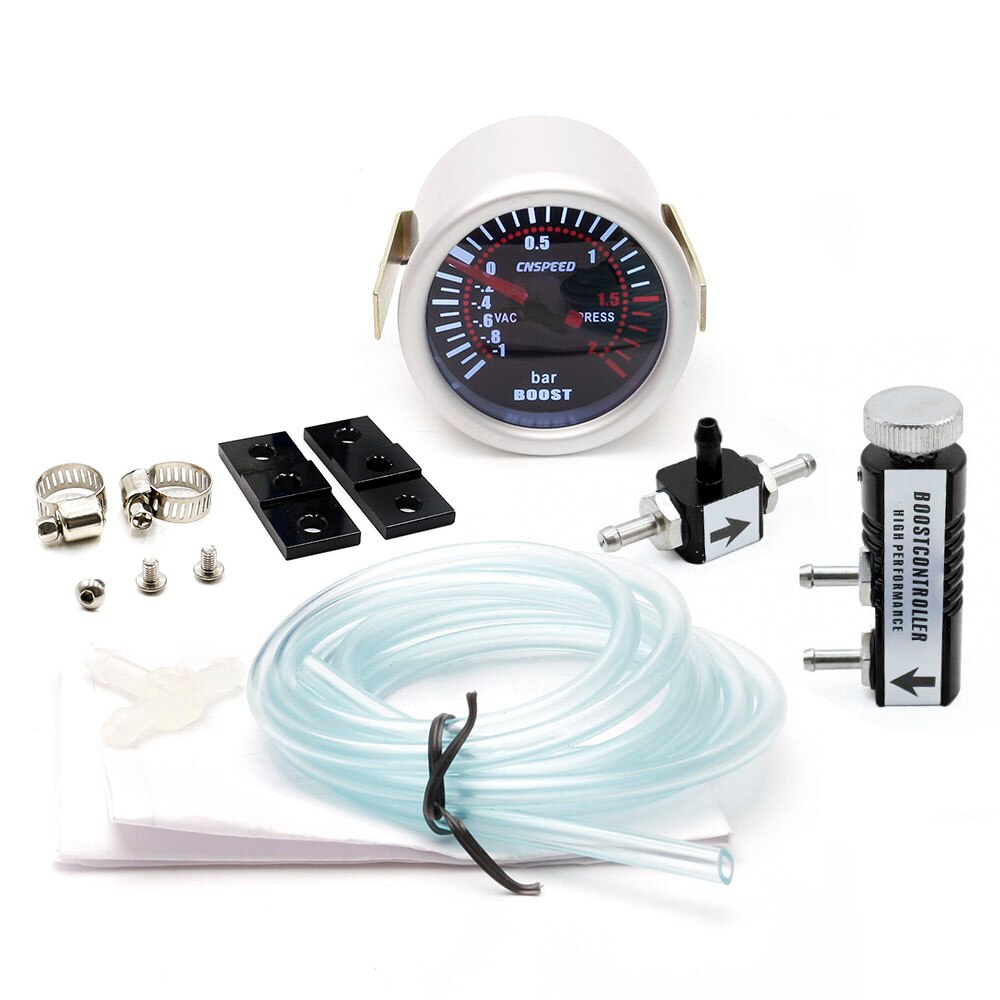 Cnspeed 2 " 52mm bil turbo rökmätare len -1-2 med justerbar auto turbo kit psi 1-30 in- hyttpulsregulator  yc101310: Svart