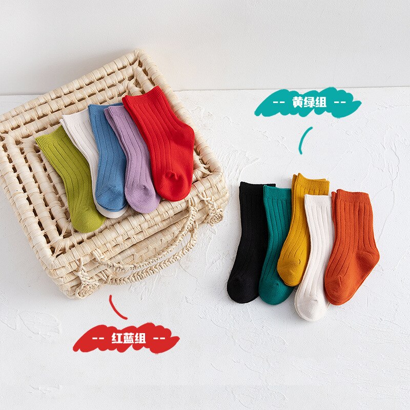 5 Paren/partij Kids Sokken Lente &amp; Herfst Zachte Katoen Effen Kleur Sokken Voor Jongens En Meisjes 1-12 Jaar studenten Sokken Kinderen Sokken