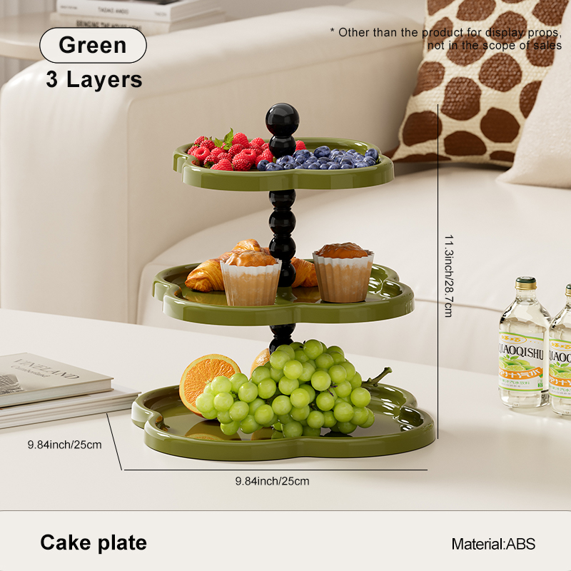 UFORU-Tablett, mehrstöckiges Wohnzimmer, exquisites Nachmittagstee-Herztablett mit hohem Erscheinungsbild, französisches Kuchen-Dessert-Snack-Tablett: Armee Grün