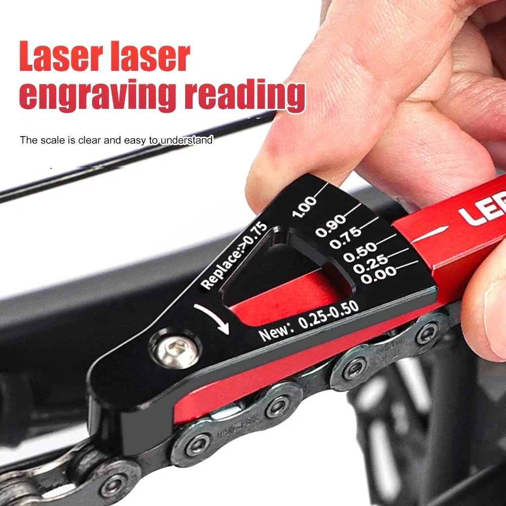MTB Fahrrad Kette Verschleiß Anzeige Messgerät Verknüpfungen Prüfer Aluminium Legierung Ketten Messgerät Messung Rennrad Reparatur Genaue Werkzeuge