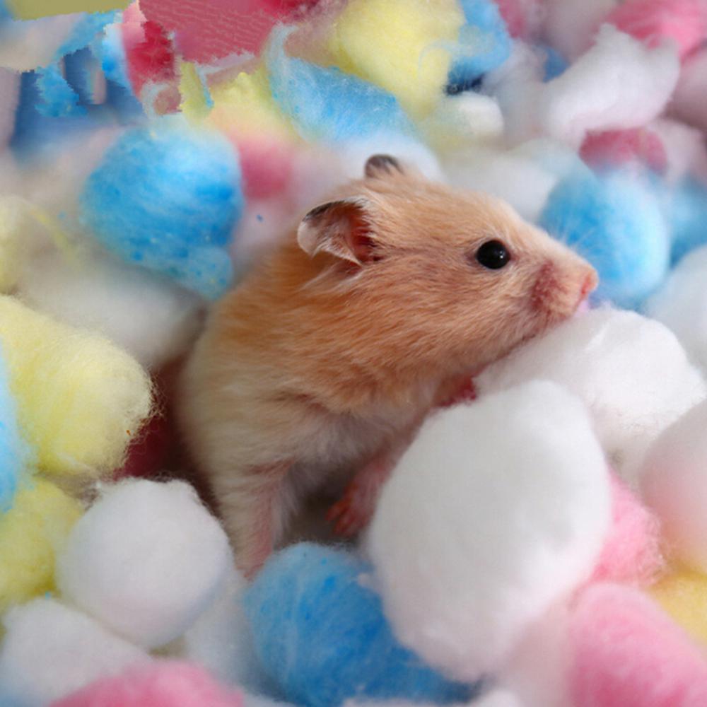 100Pcs Hamster Katoen Ballen Winter Warm Hamster Nestelen Materiaal Kleurrijke Leuke Mini Ballen Kleine Producten Huisdier Kooi Accessoires