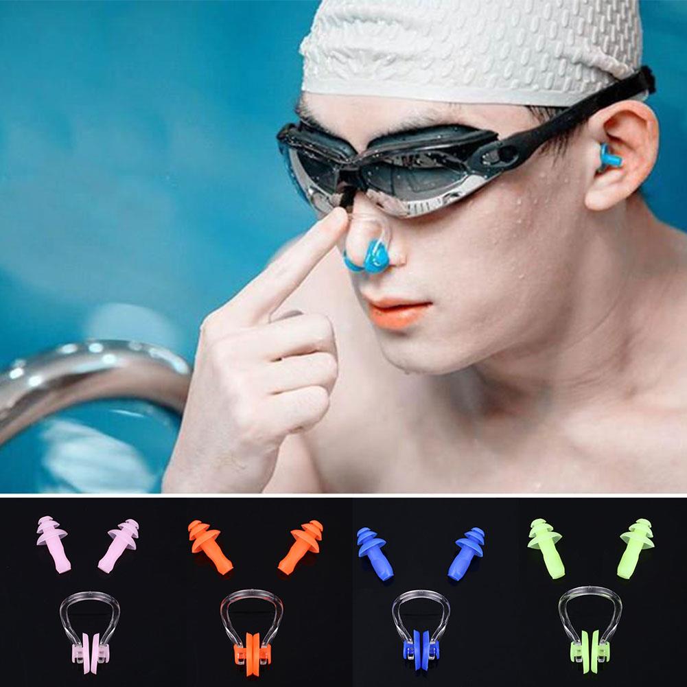 Tapones para los oídos resistentes al agua, pinza nasal de silicona tapones para proteger los oidos al nadar, juego suave