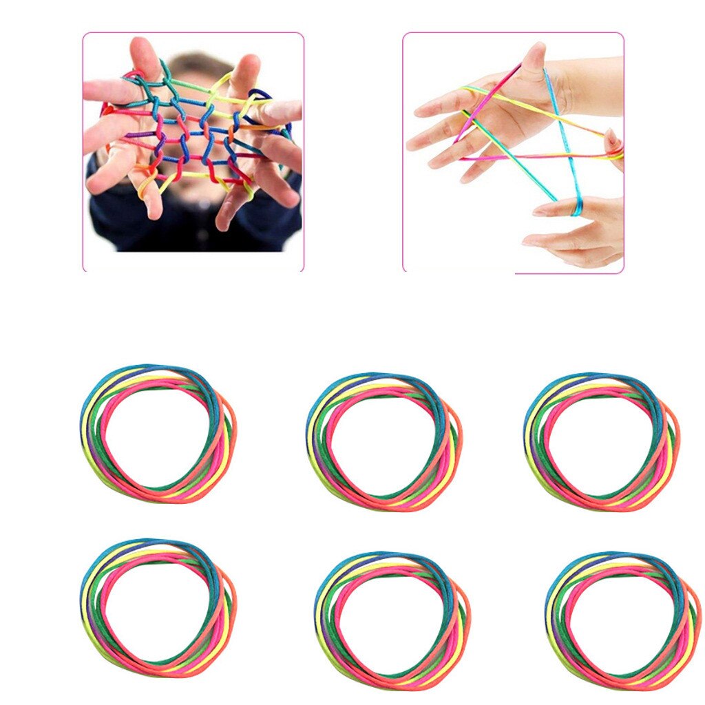 6 Pcs Regenboog Speelgoed String Set Vinger 8 Pcs Regenboog Touw Vaardigheid Game Kid Elastische Game Educatief Speelgoed Voor Kinderen Katoen Speelgoed