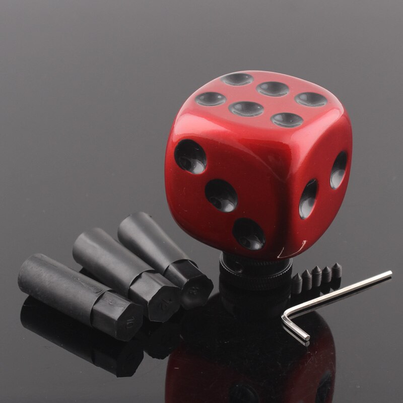 Universal 1/2" Car Lucky DICE GEAR Shifter Shift Lever Knob set: Red and Black