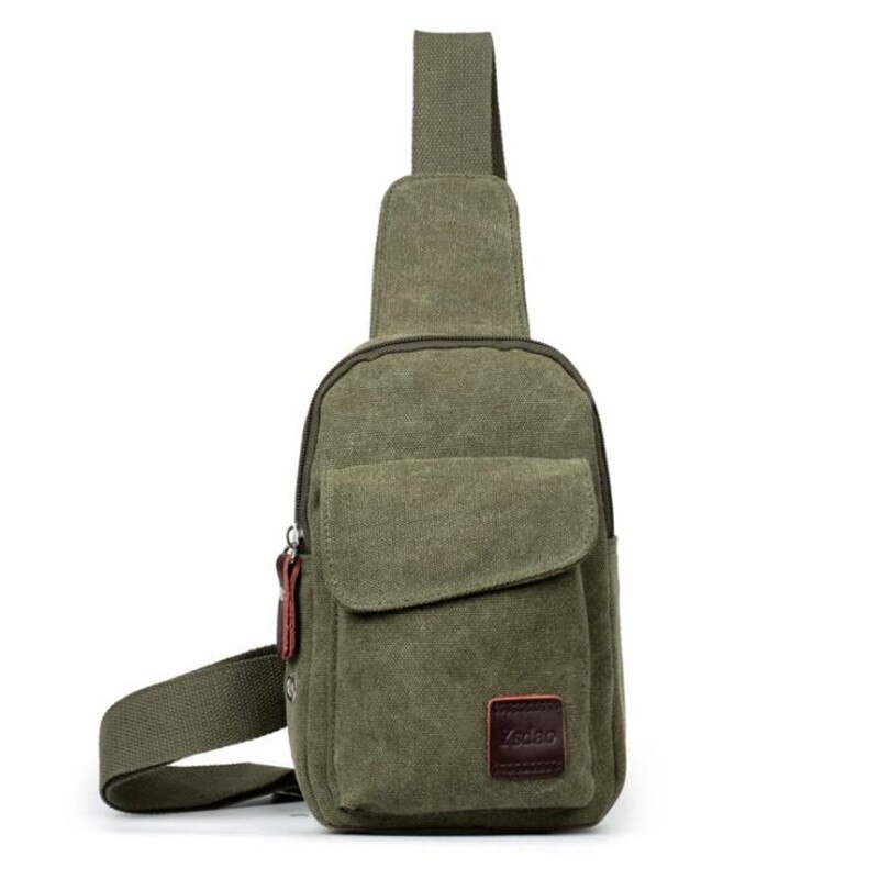 Heren kleine borsttas reizen wandelen cross body messenger schouder casual effen heren canvas tas handtas: Legergroen