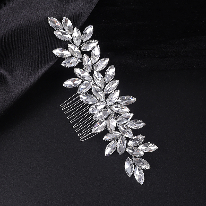 Accesorios para el cabello de boda con diamantes de imitación, tocado de novia de oro plateado, peine para el cabello, tocado para mujer, adornos
