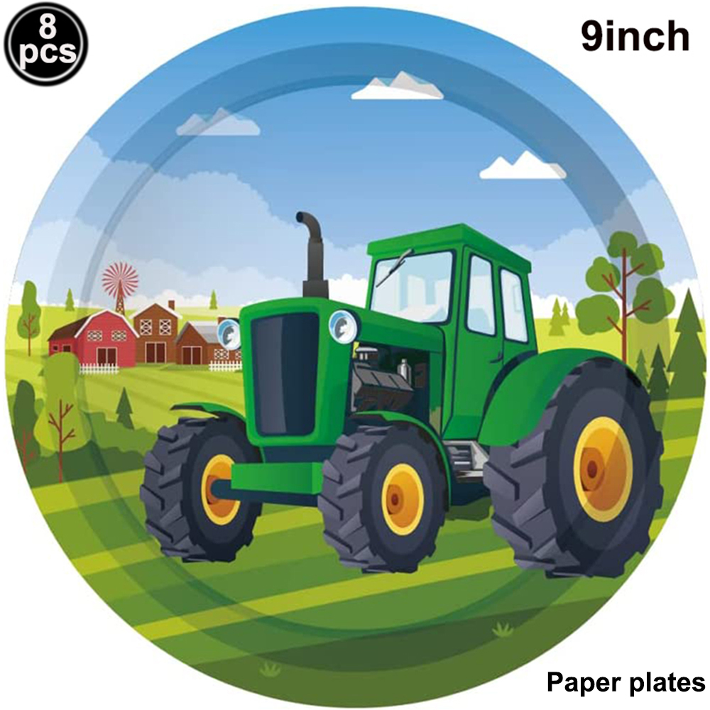 Groene Tractor Cupcake Toppers Truck Auto Cupcake Picks Tractor Party Cupcake Toppers Voor Baby Douche Farm Themafeesten Supplie: Licht Geel